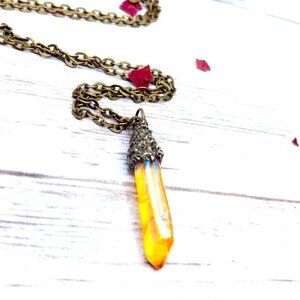 Aura quartz crystal necklace